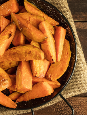 Roasted Sweet Potato Wedges with Brown Sugar and Cinnamon Recipe