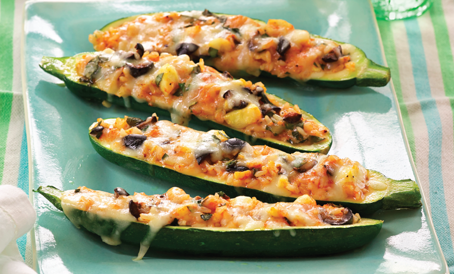 Paula Deen Cuts the Fat, 250 Favorite Recipes All Lightened Up, Exclusive: Zucchini Boats with Tomato, Rice, and Olives