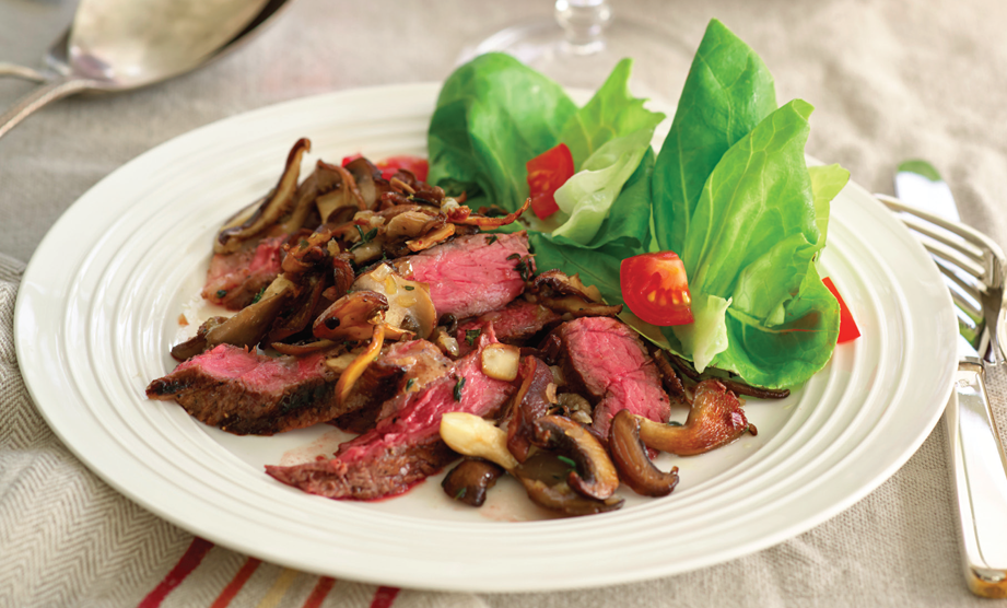 Paula Deen Cuts the Fat, 250 Favorite Recipes All Lightened Up, Exclusive: Cowboy Rib Eyes  with Caramelized Mushrooms and Shallots