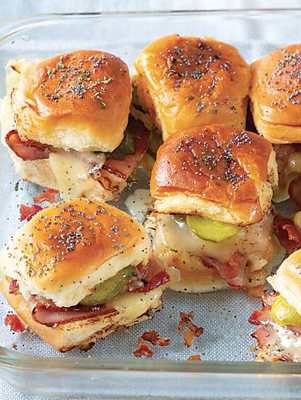 Baked Ham, Bacon, and Swiss Sandwiches