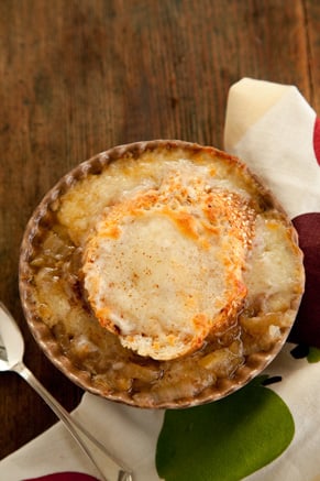 Slow Cooker Apple Onion Soup with Cinnamon Cheese Toast Recipe