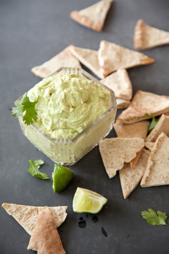 Avocado Goat Cheese Dip with Whole-Wheat Pita Chip Recipe