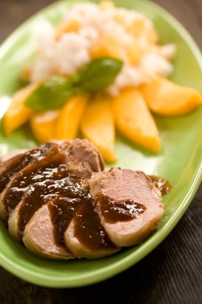 Marinated Pork Tenderloin with Sticky Rice and Mangoes Recipe