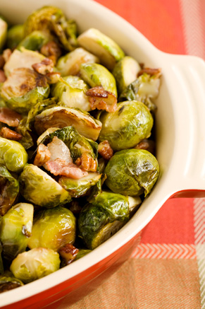 Roasted Brussels Sprouts with Bacon and Pecans Recipe