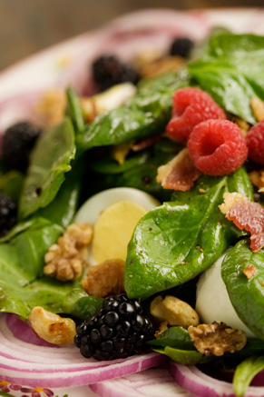 Spinach Salad with a Hot Blackberry Walnut Dressing Thumbnail